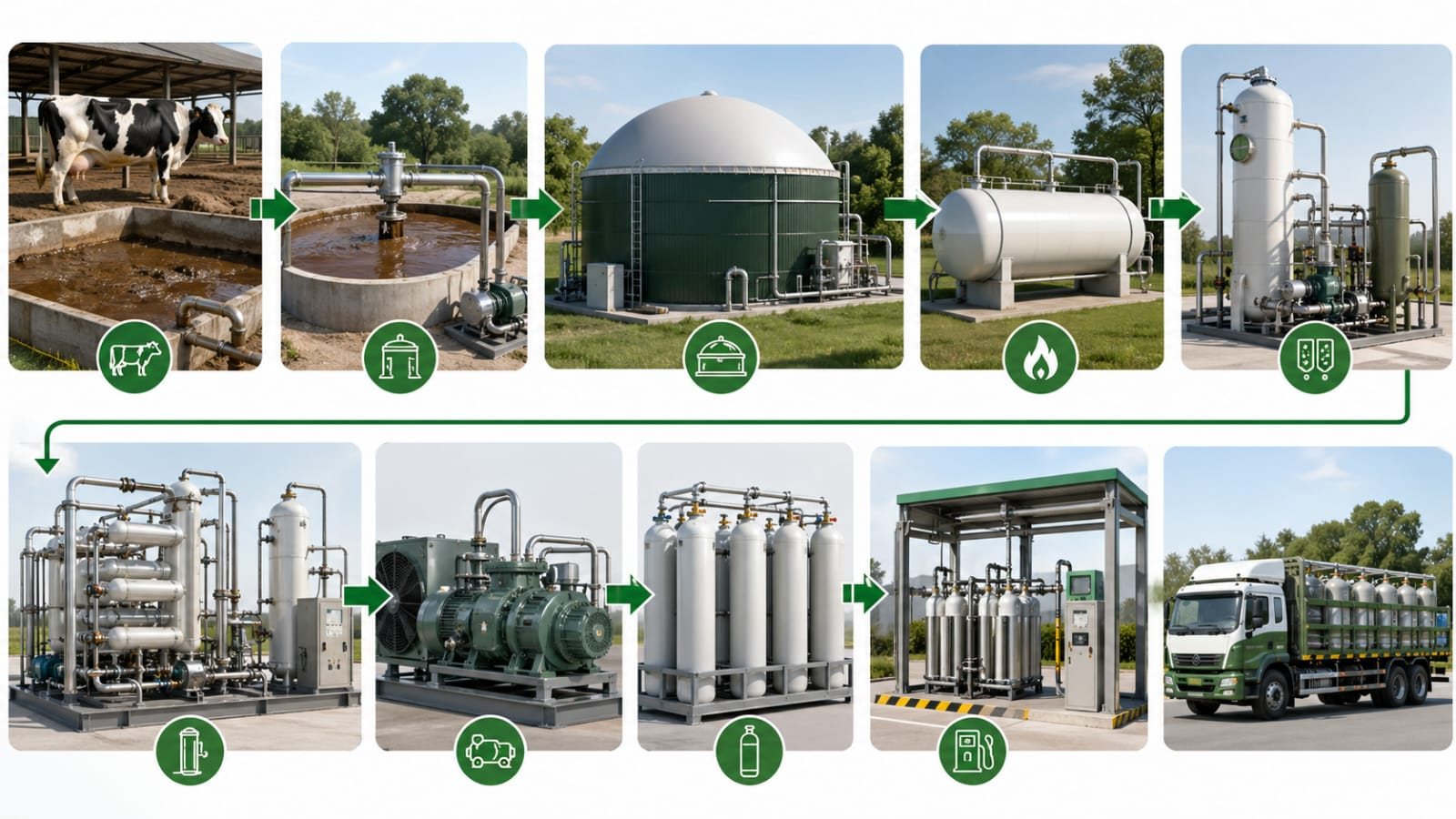 Stage-by-stage Bio-CNG plant equipment sequence